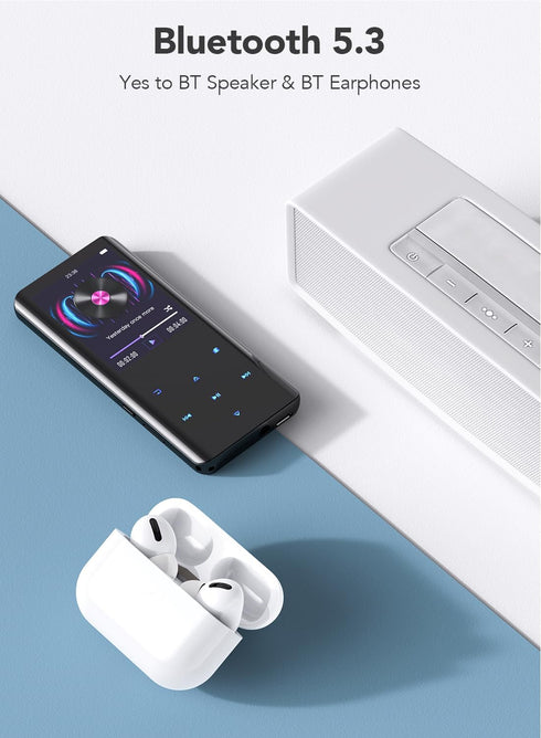 AGPTEK 64GB MP3 5.3, A19PL 2.4" 128GB, Player with Bluetooth Curved Screen Portable Music Player with Speaker Lossless