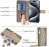 Asuwish Phone Case for iPhone 15 Pro 6.1 inch Wallet Cover with Screen Protector and Mirror Flip Cover Ring Card Holder Crossbody Strap Stand Cell iPhone15Pro 5G i i-Phone i15 iPhone15 15Pro Gray
