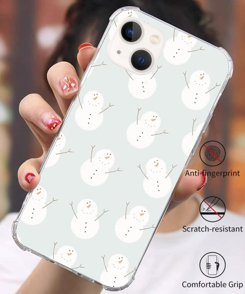 Winter Case Christmas Snowman Phone Case for iPhone 13, Cute Snowman Pattern Christmas Case for Girls Boys Women Men, Unique Soft TPU Bumper Case for iPhone 13