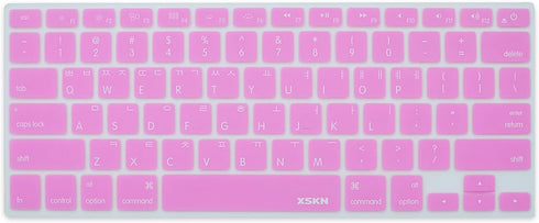 XSKN Korean Language Pink Silicone Keyboard Skin Cover for 2015 and Before Released MacBook Air 13"