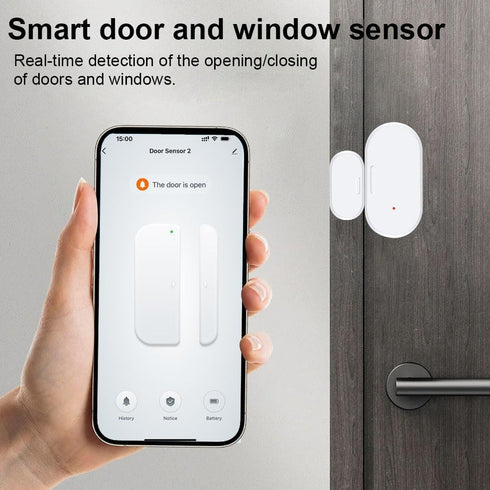 Haozee Door and Window Sensor, Requires Zigbee Hub, Zigbee Connection, Wireless Detector for Alarm Systems and Smart