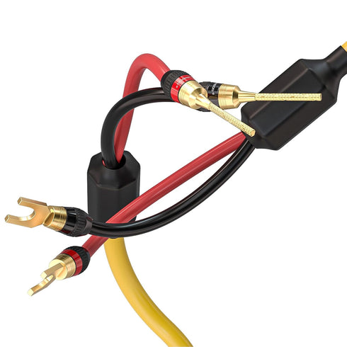 KK Cable YM-2C 10 Gauge Speaker Wire, 1 Pair Set with 24k Gold Plated Copper Connectors, 3M