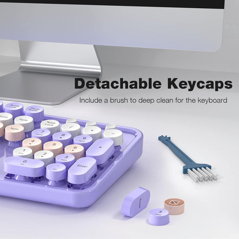 MOFII Wireless Keyboard and Mouse Combo, 2.4GHz Retro Full-Size Keyboard with Cute Mouse