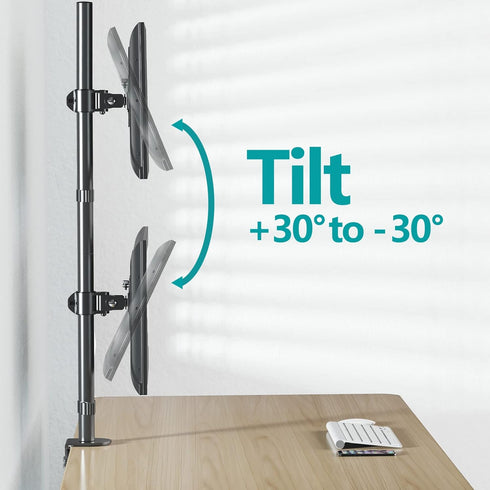 MOUNT PRO Vertical Dual Monitor Stand, Stacked Monitor Mount for 2 Monitors Up to 32 inches, Adjustable Desk Mount