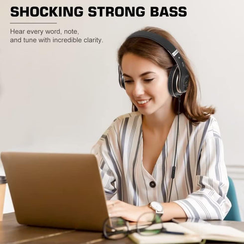 6S Wireless Bluetooth Headphones Over Ear, Hi-Fi Stereo Foldable Headsets with Built-in Mic, Volume Control, FM