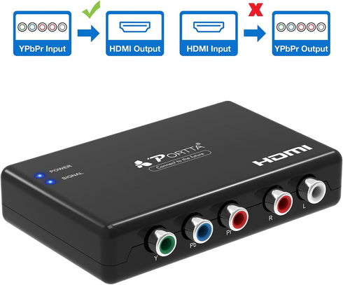 Portta Component to HDMI Converter with HDMI Cable, RGB to HDMI Adapter for PS2, PS3, Xbox 360