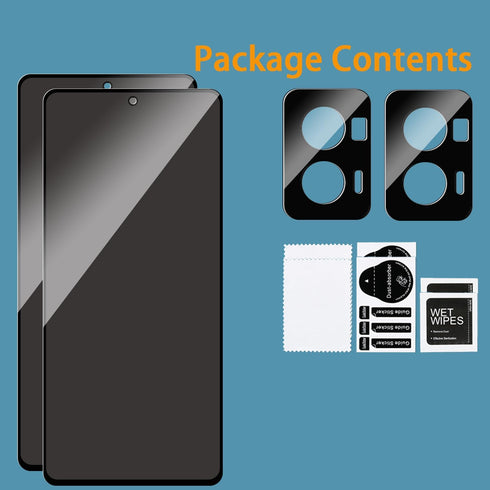 2 Pack Privacy Screen Protector for Motorola G Stylus 2024, Anti-Spy Tempered Glass Film, Full Coverage, Camera Lens