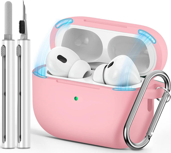 AirPod Pro Case Cover with Cleaner Kit, Soft Silicone Protective Case for Apple AirPods Pro 2nd/1st Generation, Solid