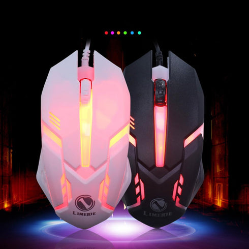 Housoutil White Wired Gaming Mouse USB Backlit Light up Computer Mouse Ergonomic Design for Laptop Desktop Home Dorm