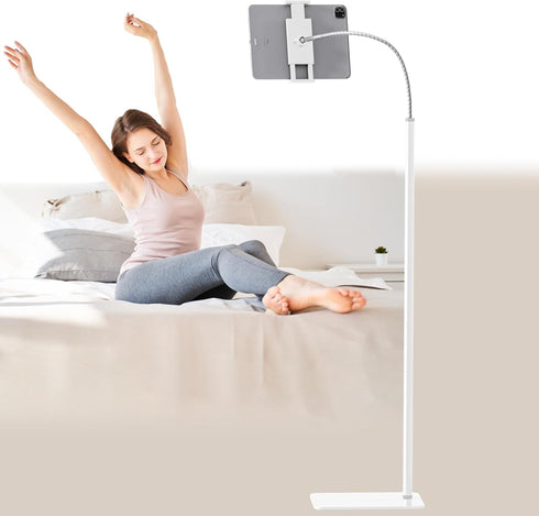 cretopwin Tablet Floor Stand Holder with Flexible Gooseneck and Stable Base, Compatible with