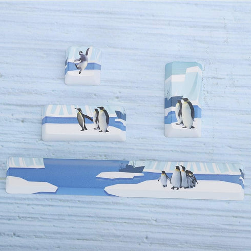 Zopsc Penguins Pattern Keyboard Keycaps Kit, PBT Keycap Set Space+ESC+Enter+Numpad Enter Key for Mechanical Keyboards