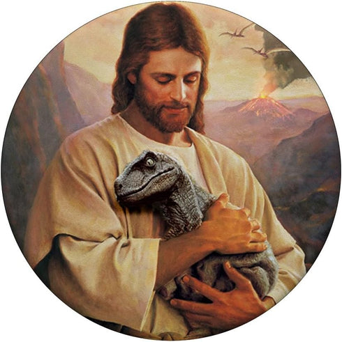 PopSockets PopGrip Dinosaur And Jesus Cute Design: Swappable Grip for Phones & Tablets