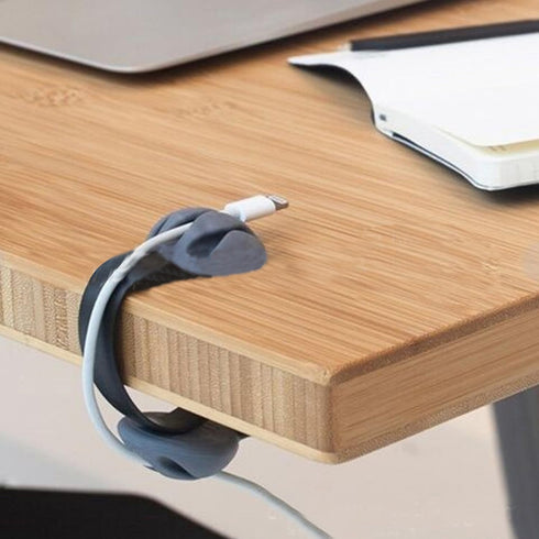 Coralpearl Desk Cable Drop Clips, Non-Adhesive Wire Management Clamp for Phone Chargers (1 Black + 1 White)