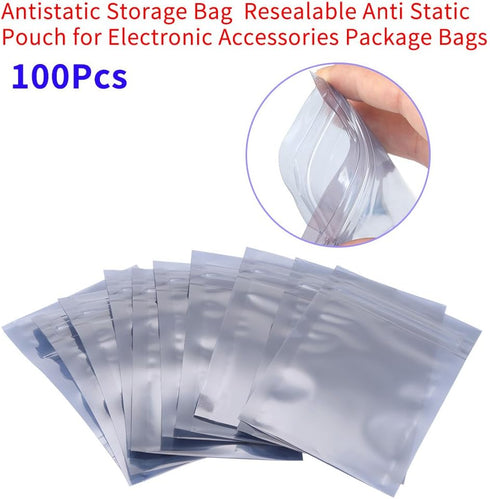 Antistatic Pouch, 100Pcs/set 6x9cm Resealable Ziplock Pouch for Electronic Accessories