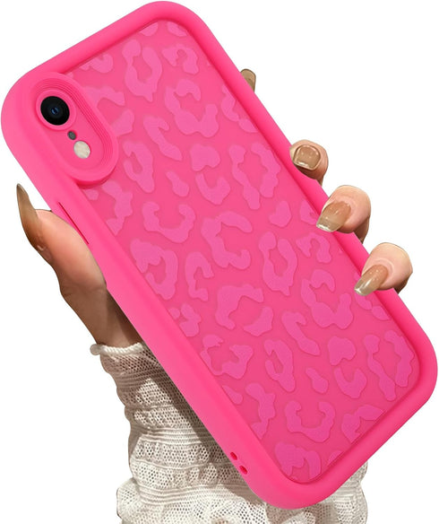 MOWIME Cheetah Print Shockproof Case for iPhone XR 6.1 Inch, Slim Anti Scratch Leopard Case for Women Girls, Hot Pink