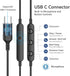 USB C Wired Earphones with Microphone & Volume Control, Type-C in-Ear Headphones with Portable Pouch & Noise Isolating
