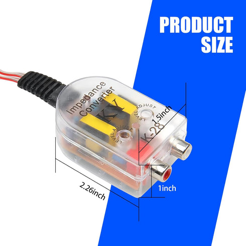 2 PCS Car High Frequency to Low Frequency Output Converter, Speaker Output to RCA Line Control Audio Signal Adapter, CD Player High and Low Modified Audio Wiring, Universal Car (Transparent) by Crynod