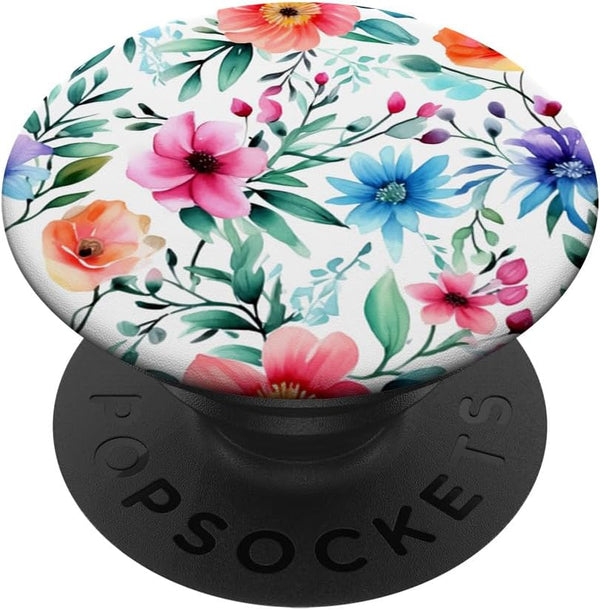 Vintage Flowers Bright Watercolor, Retro Floral Botanical PopSockets Swappable PopGrip