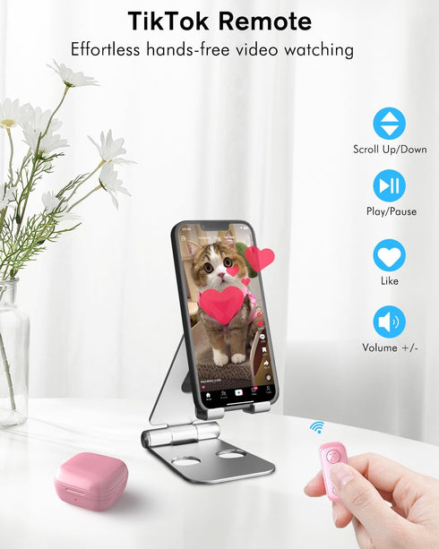 Remote Scrolling Ring for TikTok, Bluetooth Page Turner for iPad iPhone, Scroller Remote for TIK Tok, Camera Shutter Remote Control for iOS, Android - Pink