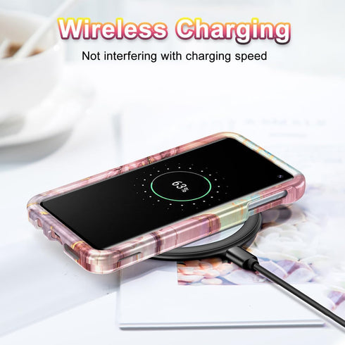Btscase Rose Gold Case for Samsung Galaxy S10e, Heavy Duty Three Layer Marble Shockproof Full Body Rugged Cover