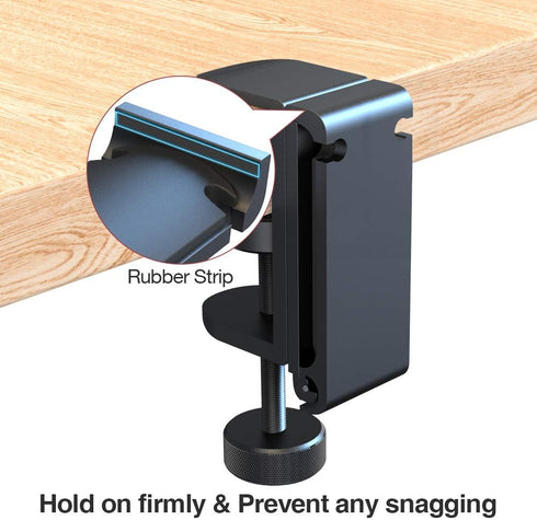 6amLifestyle Foldable Headphone Holder Hook Hanger Stand Under Desk - Metal Headset Wall Mount with Cable Organizer for