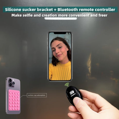 Suction Cup Phone Mount with Camera Shutter Remote Control, Bluetooth Technology for Amazing Photos and Videos