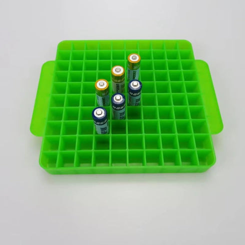 100 Slot Battery Storage Organizer, AA Battery Case Holder Vault Container for Drawer Organization