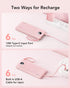 VRURC Portable Charger 10000mAh Slim LED Display Power Bank with 5 Output 2 Input, Built-in Cables, Pink