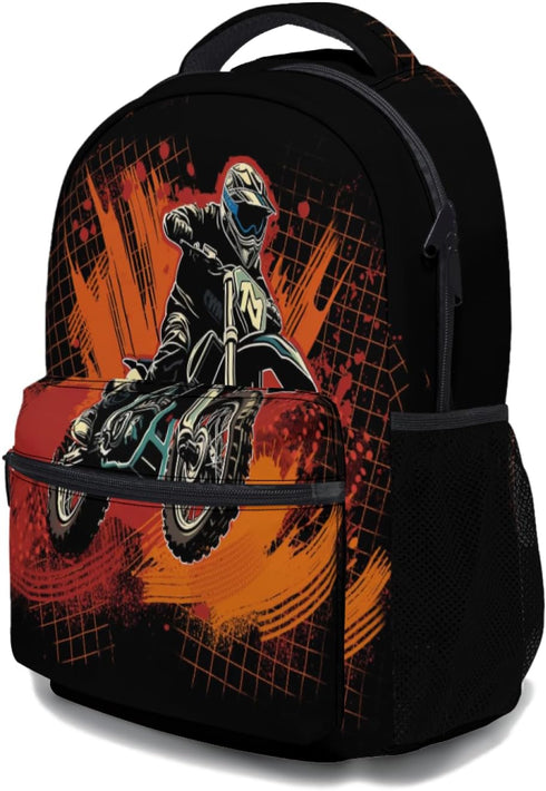 Kawani Motorcycle Graffiti College Bookbags, Dirt Bike Pattern School Backpack for Girls, Women, Teens
