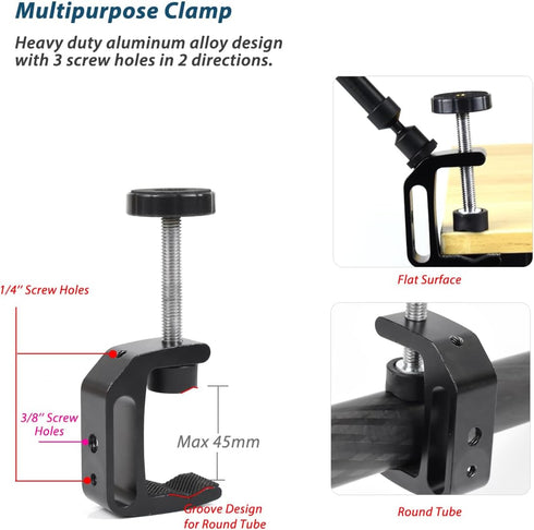 Akeipho 21"/53cm Adjustable Magic Arm with Super Clamp, Overhead Phone Mount, Heavy Duty Desk Camera Mount