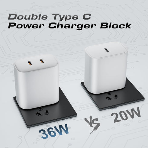 USB C Charger for iPhone 16, 2 Pack 36W PD Dual USB C Port Wall Fast Charger Adapter with 2 Pcs 6 FT Cable