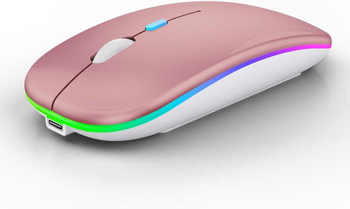 WREANU Wireless Bluetooth Mouse Rechargeable Laptop Mice with LED Lights Silent Slim Use(BT5.2