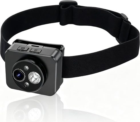 Mini Head Mounted Action Camera with Light, 2MP 1080P 45 Adjustable Headlamp