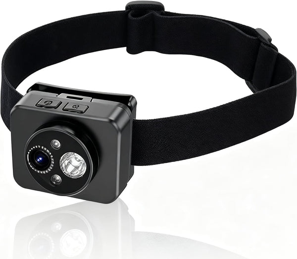 Mini Head Mounted Action Camera with Light, 2MP 1080P 45 Adjustable Headlamp