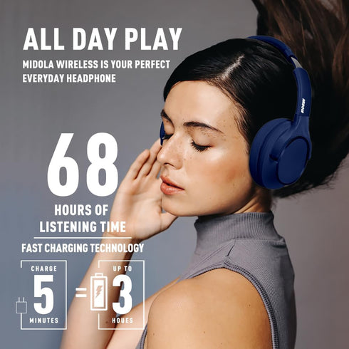 Bluetooth Headphones Over Ear, 68H Playtime, 6 EQ Wireless Headset with Microphone, HiFi Stereo, Deep Bass
