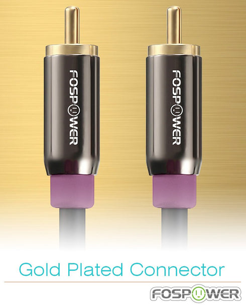 (6 24K FosPower Subwoofer Cable FT) RCA to RCA Audio Stereo Cable, Male to Male - Dual Shielded Cord | Gold Plated