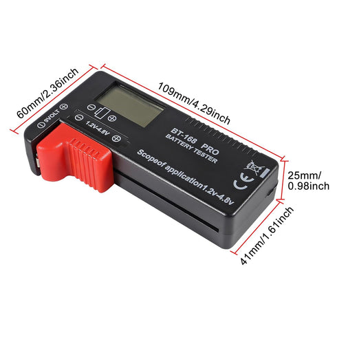 4PACK Battery Tester, Universal Battery Checker Small Battery Testers for AAA AA C D 9V 1.5V Button Cell Household Batteries Model BT-168 PRO