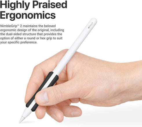 NimbleGrip 2 Premium Silicone Ergonomic Dual Sided Grip Case Holder, Compatible with Apple Pencil Pro 2nd Gen (Black)