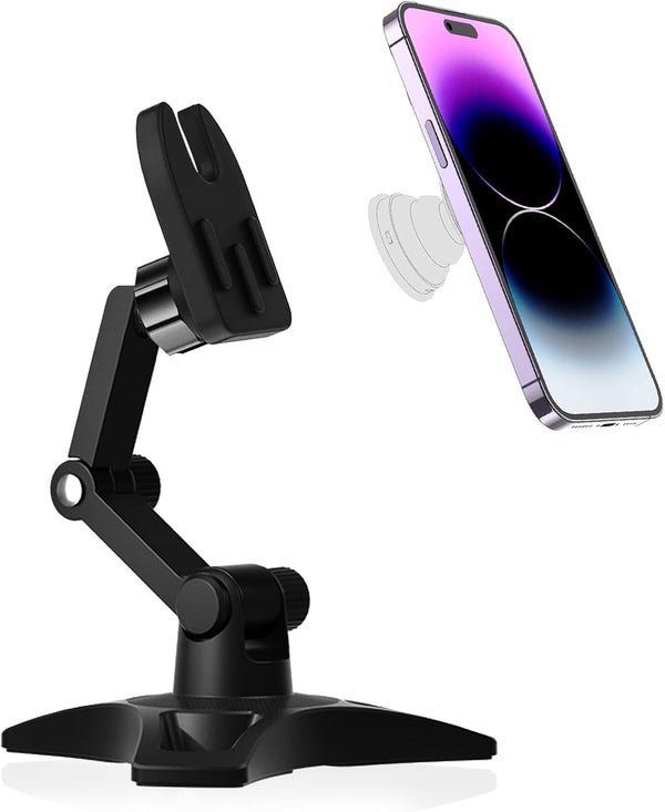 Adjustable Desk Phone Holder, Heavy Duty Cell Phone Stand for Home, Works for Popsocket, Fits All Sockets Grips