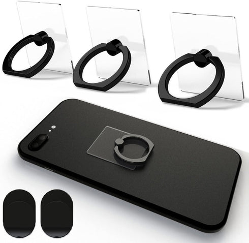 Transparent Phone Ring Holder Grip - 360 Degree Free Rotation, Clear Cell Phone Finger Ring Kick-Stand for iPhone and