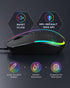 seenda Wired Mouse, USB Computer Mouse with RGB Backlit Optical LED, Attached USB Cord for Laptops, Black