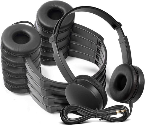 School Headphones for Classroom Students - (KHPC-12B) 12 Packs Black Color Kids' Headphones for School