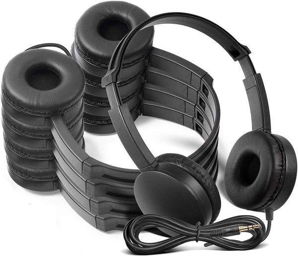 School Headphones for Classroom Students - (KHPC-12B) 12 Packs Black Color Kids' Headphones for School