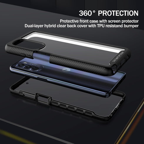 wahhle for Moto G Stylus 5G 2022 Case, Built-in Screen Protector, Full Body Shockproof Slim Fit Bumper Cover for