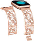 Floral Band Compatible with Apple Watch Jewelry Band 38mm 40mm 41mm 42mm, Bling Crystal Bracelet Strap for Women (Rose