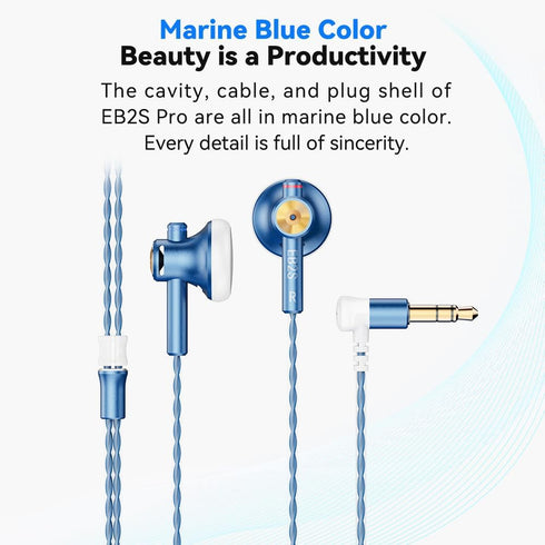 EB2S Pro Flat Wired Earbuds with 15.4mm LCP Dynamic Driver, Balanced IEM Hearphones with Mic, Silver-Plated Cable