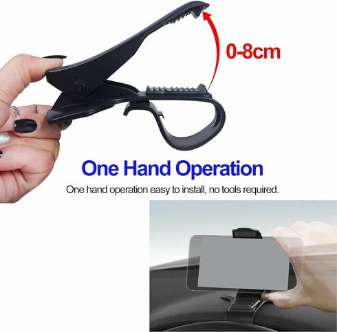 Dashboard Phone Mount Clamp, Universal POM and Silicone Non Skid Car Phone Stand for 3-6.5in