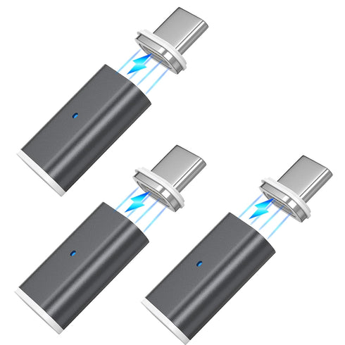 NETDOT Gen10 Magnetic Fast Charging USB-C to USB-C Adapter, 3 Pack Black Compatible with Type-C Smartphones