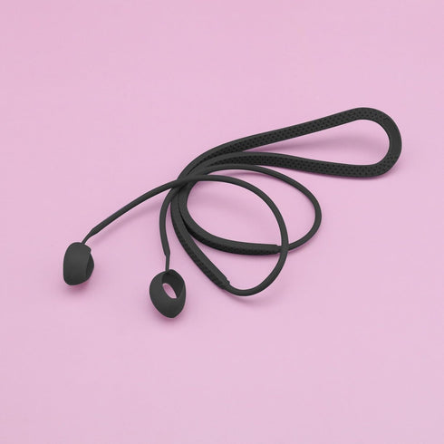 2PCS Silicone Anti-Loss Straps, Soft Neck Rope Cord Sport Lanyard 40cm Length for Samsung Galaxy Buds 2 (Black & Green)