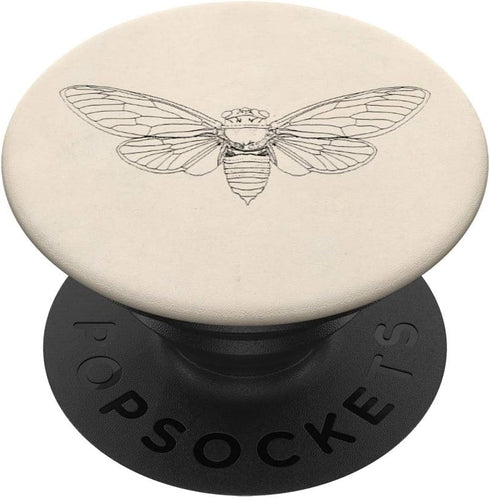 PopSockets PopGrip: Swappable Grip for Phones & Tablets, Brood X Cicada 2021 Simple Minimal Cicada Illustration